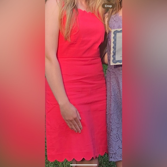 Pink scalloped J. Crew Midi Dress - Picture 4 of 4